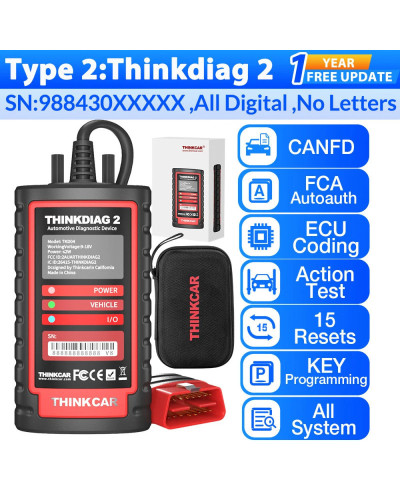 THINKCAR Thinkdiag 2 OBD2 Scanner Support CAN FD Protocols Fit For GM 