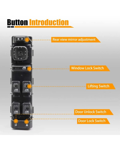 Interruptor de ventanilla eléctrica estándar izquierdo con espejos plegables para Cadillac, Chevrolet, Silverado, Tahoe, GMC, Yu