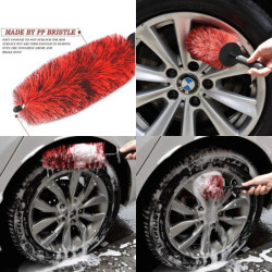 2PCS Car Wheel Cleaning Brush 18" Long Soft Bristle Easy Reach Tire Rim Detail Brush Multipurpose For Engine Exhaust Tip Grill