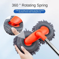 LEIBOO Car Washer Mop Foam Wash Chenille Brush Double Brush Head Roof Window Cleaning Maintenance Three-Section Telescopic Mop