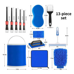 SEAMETAL 13PCS Car Detailing Brush Set Multifunctional Detail Brushes Sponges Towels Auto Cleaning Kit for Car Wash Maintenance