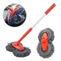 Car Washer Mop Foam Wash Chenille Brush Double Brush Telescopic Roof Head Mops Maintenance Cleaning Window Three-Section E6O8