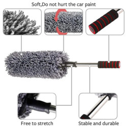 Car Dust Duster Microfiber Washing Brush Retractable Steel Long Handle Duster Dust Mop Brush Car Cleaning Tool Auto Accessories