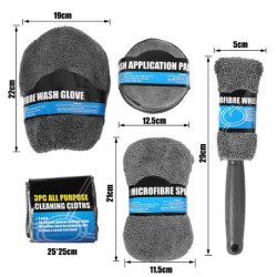 1Set Care Cleaning Tool Auto Wash Mitt Microfiber Towel Wash Gloves Wheel Brush Pad Wash Sponge Mitt Auto Car Cleaning