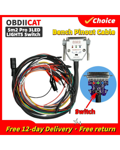 3LED LIGHTS Switch Cable For SM2 PRO J2534 Boot Bench DB25 Cable SM2 P