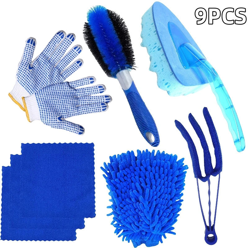 Car Cleaning Hub Brush Triangle Wave Sponge Brush Chenille Cleaning Gloves Air Conditioning Outlet Brush Gloves