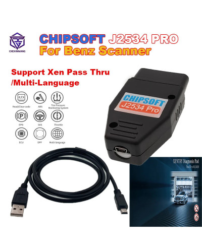 Chipsoft J2534 Pro For Mercedes Benz VCI Diagnostic Cable J2534 Passth