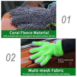 Double-sided Microfiber Car Wash Gloves Multifunctional Cleaning Brush Detailing Washing Gloves for Car Cleaning Tool Home Use