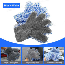 SEAMETAL Five Fingers Car Wash Glove Double Sided Plush Coral Mitt Thick Cleaning Gloves Soft Anti-scratch for Car Wax Detailing