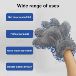 SEAMETAL Five Fingers Car Wash Glove Double Sided Plush Coral Mitt Thick Cleaning Gloves Soft Anti-scratch for Car Wax Detailing