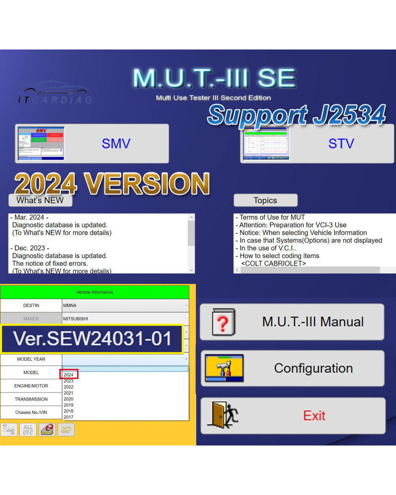 Newest 2024 for Mitsubishi MUT III Multi Use Tester 3 Second Edition S