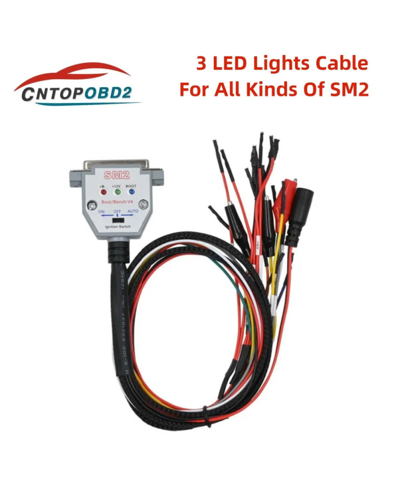 SM2 PRO J2534 3 LED Lights Cable Boot Bench Cable DB25 ECU Pinout Cabl