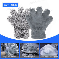 SEAMETAL Microfiber Car Wash Gloves Plush Ultra-soft Car Washing Mitt 5-Finger Double-sided High Water Absorption Cleaning Glove