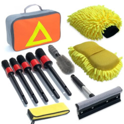 Car wash tool brush 11-piece car glass brush Double wheel hub brush encrypted large car wash gloves