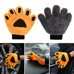 Five-finger Car Washing Gloves Soft Coral Fleece Auto Body Scratch-Free Detailing Cleaning Glove Thicken Bear Paw Wash Mitt