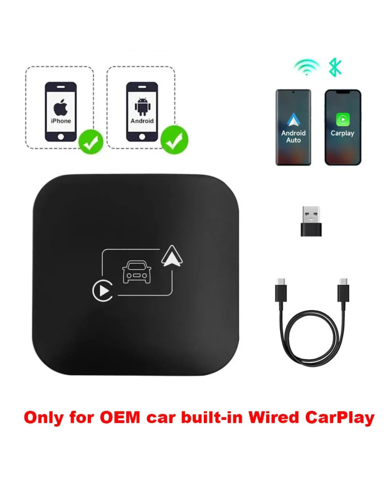 Carplay & Auto Box Dongle con cable a inalámbrico para Audi, Toyota, Mazda, Nissan, Chevrolet, Suzuki, Subaru, Kia, Ford, Opel, 