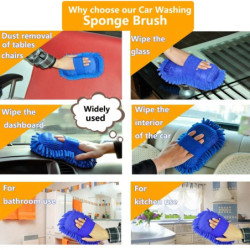 1/4Pcs Microfiber Car Washer Sponge Brush Cleaning Car Care Detailing Brushes Washing Towel Auto Gloves Styling Accessories