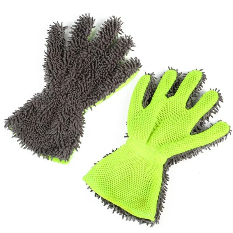 Car Wash Double Sided Coral Velvet Multifunctional Cleaning Brush Cars Cleaning Thick Gloves Waterproof Detail Brush Auto Parts