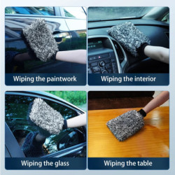 SEAMETAL Car Wash Microfiber Chenille Gloves Thick Car Cleaning Mitt Wax Detailing Waterproof Brush Auto Care Double-faced Glove