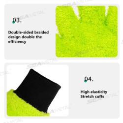 SEAMETAL 5 Finger Double-Sided Car Wash Gloves Microfiber Wipe Car Sponge Mitt Scratch Free Car Wash Cleaning Tool