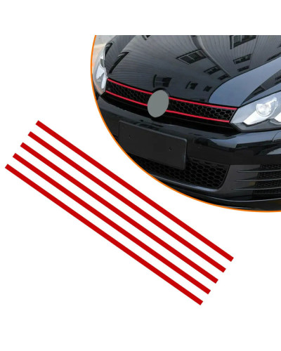 Pegatinas de tiras reflectantes rojas para coche, molduras de rejilla delantera de capó, accesorios de decoración para VW Golf 6