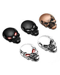 Pegatina de Metal con diseño de calavera para motocicleta, emblema 3D plateado de 8x5,5 cm, para Ford, Chevrolet, Honda, Hyundai