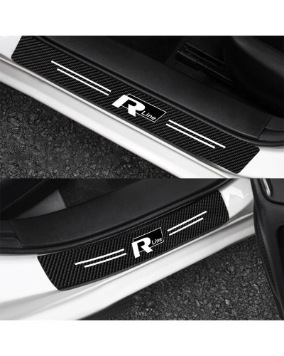 4 unids/set de pegatina protectora antiarañazos para puerta de coche de cuero y fibra de carbono para Volkswagen VW R Line R32 T