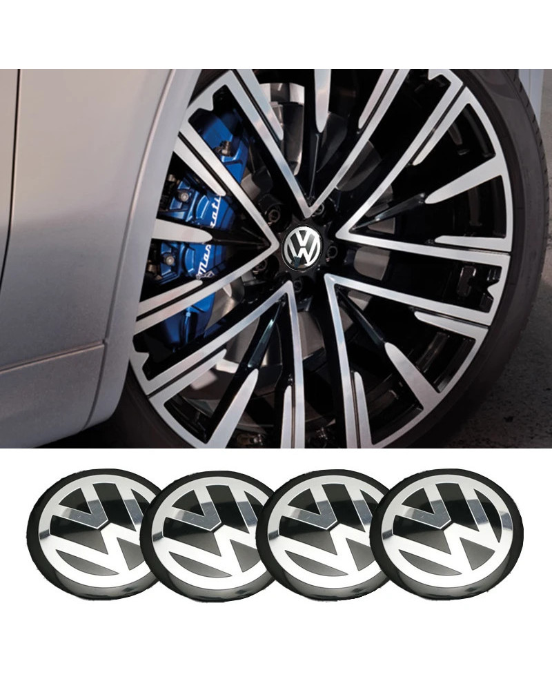 Pegatinas para rueda de coche, 4 piezas, 56mm, emblema central para Volkswagen GTI r-line R Polo T5 Golf Passat Scirocco