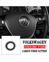 Pegatina decorativa para volante de coche, accesorios con patrón de fibra de carbono ABS para VW GTI R Line Polo Golf 5 6 Passat