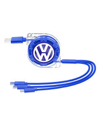 Cable de datos USB para Interior de coche, cargador rápido 3 en 1, accesorio para VW GTI, Polo, Golf, Passat, Tiguan, Arteon, To