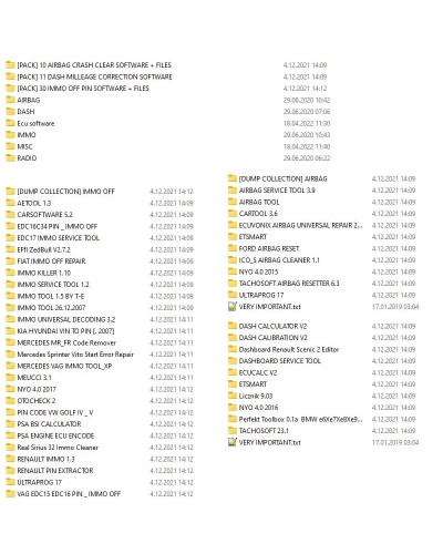 MMO OFF SOFTWARES FILE PACKAGE Immo Airbag DASH MILLEAGE CORRECTION + 