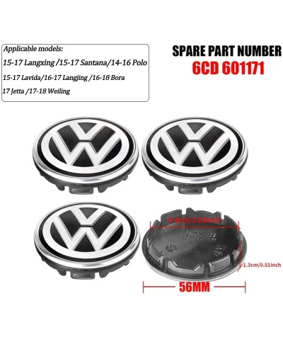 Tapa central de rueda para Volkswagen, emblema de insignia, accesorios de coche, 56/65mm, Jetta, Atlas, Eos, Caddy, Beetle, Mago