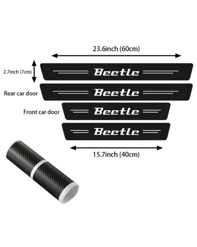 Pegatinas de fibra de carbono para umbral de puerta de coche, película protectora, tiras de parachoques, calcomanías de placa de