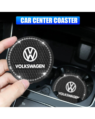 Posavasos de gel de sílice de diamante para coche, accesorios antideslizantes para VW R, POLO, Tiguan, RLINE, GTI, golf, GTD, 1/