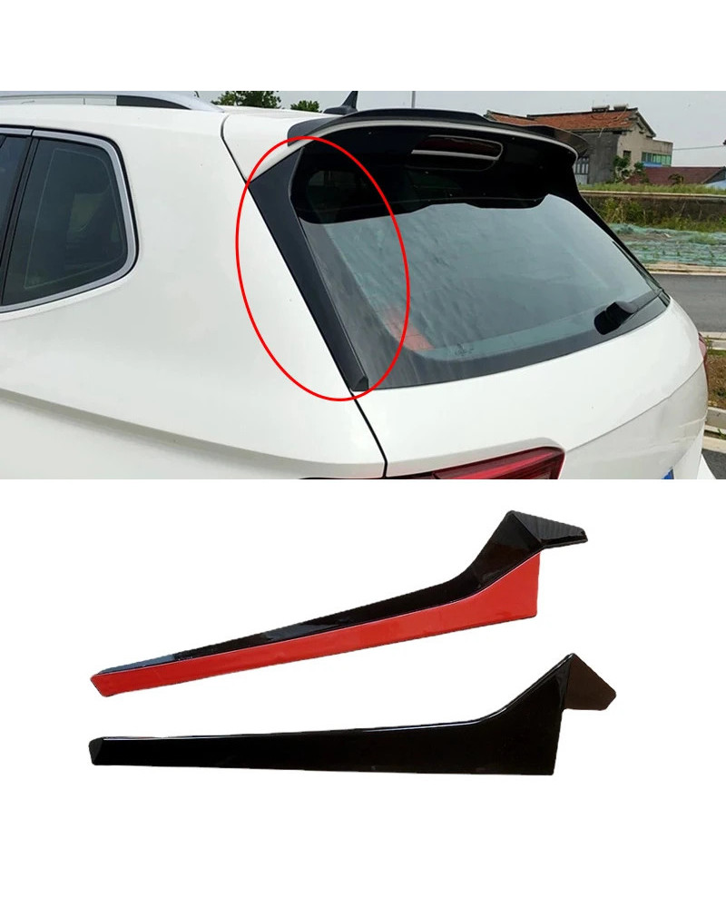 Alerón de ventana trasera de coche, cubierta de embellecedor de ala lateral, ABS, negro brillante, accesorios de modificación au