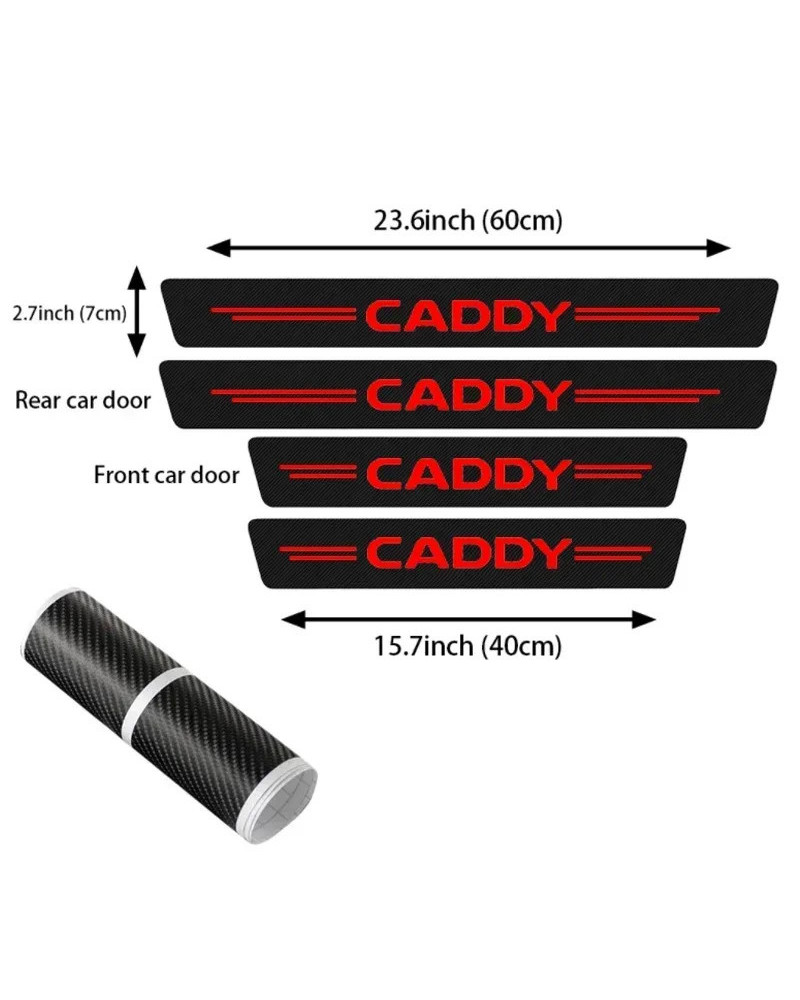 Pegatina de umbral de coche de fibra de carbono, tiras de Pedal de puerta para Volkswagen VW Caddy, calcomanías protectoras anti