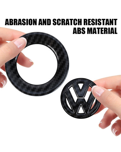 Pegatina embellecedora circular con logotipo de volante de plástico ABS para coche, accesorios para Volkswagen VW Golf Polo Jett