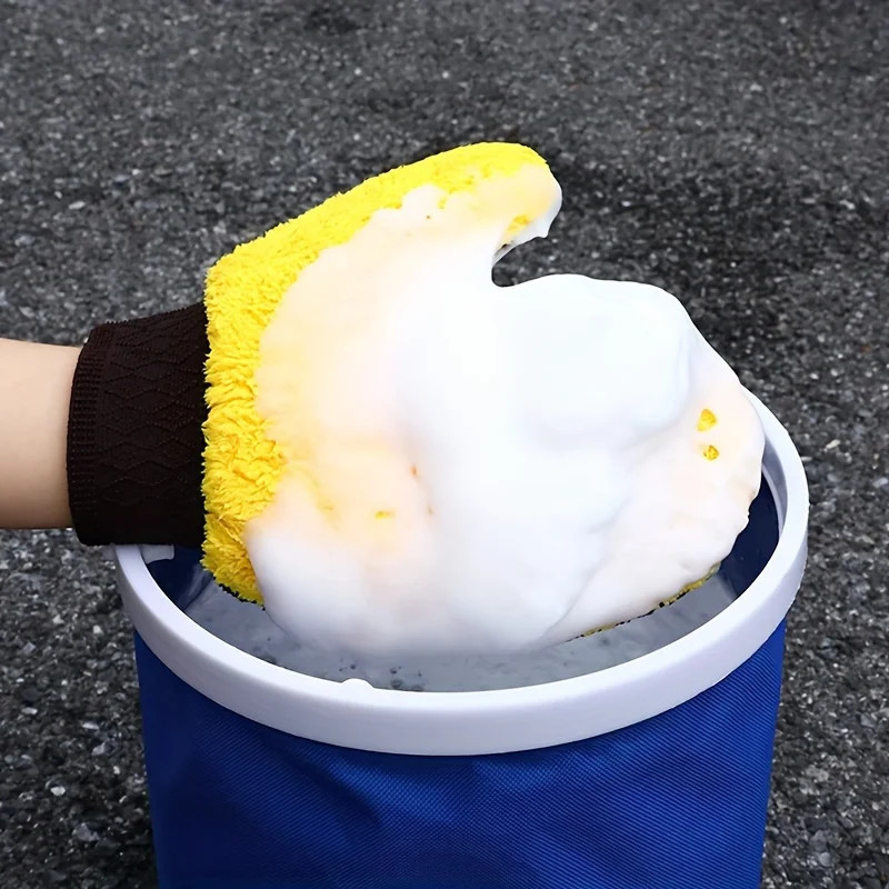 Car Wash Gloves Microfiber Coral Fleece Cleaning Wash Tools Thick Wipe Cloth Auto Care Double-faced Glove Cleaning Mitt