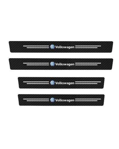 4 Uds. De pegatinas de tira protectora antiarañazos para alféizar de puerta de coche de cuero para Volkswagen VW Rine Golf Polo 