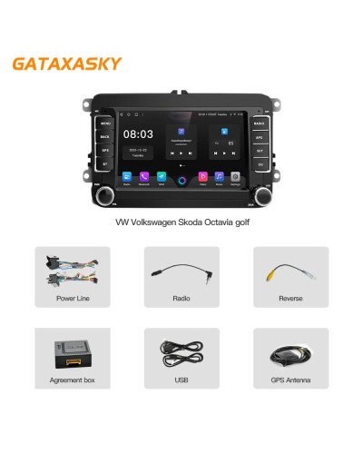 GATAXASKY-REPRODUCTOR multimedia para coche, Radio de 7 pulgadas, 2 din, Android 12, Carplay, para VW, Volkswagen, Passat B7, B6