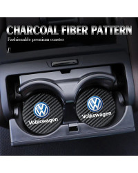 Posavasos de cuero para coche, alfombrilla antiruido para taza de agua, 2 piezas, para VW GTI R Line Polo Golf Passat Tiguan Art