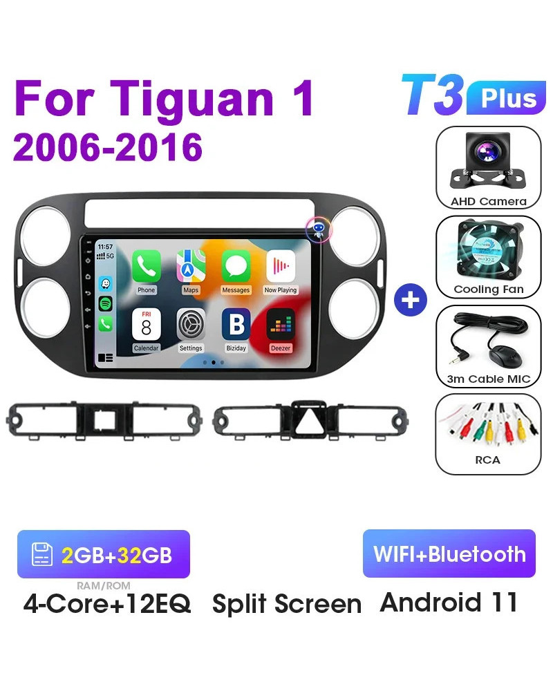 Para VW Volkswagen Tiguan 1 NF 2006 -2016 2 Din Android 12 Radio de coche reproductor de vídeo Multimedia estéreo Carplay Auto 4