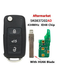 XNRKEY-llave de coche remota con tapa OEM ID48 433Mhz para VW Volkswagen Beetle Caddy Eos Golf Jetta Polo Scirocco Tiguan Touran