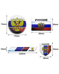 Insignia de aluminio 3D para coche, emblema de la bandera rusa de Rusia, pegatina para maletero trasero, accesorios de decoració