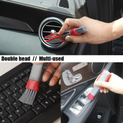 Car Wash Double Head Brushes Air Vent Cleaning Conditioner Grille Duster Wipe Auto Detailing Cleaner Car Interior Cleaning Tools