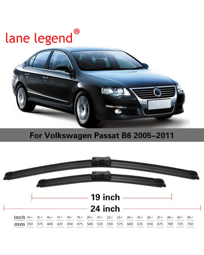 Escobillas de limpiaparabrisas delanteras LHD para VW, Volkswagen Passat B6, 2005-2011, parabrisas, ventana, coche, cepillos de 