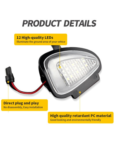 Luz Led de espejo lateral para coche, luces de cortesía blancas sin Error, para Volkswagen VW Golf 6 GTI Cabriolet Touran, 2 uni