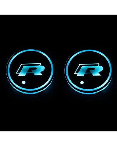 Portavasos LED de 7 colores para coche, posavasos luminoso, almohadilla para taza de agua para VW Volkswagen Polo Jetta Golf Bee