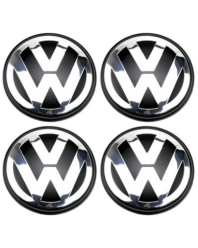 Tapa de cubo de rueda auténtica para coche VW, repuesto de tapa central cromada y negra de 65MM, 4 piezas, para Beetle Passat Je