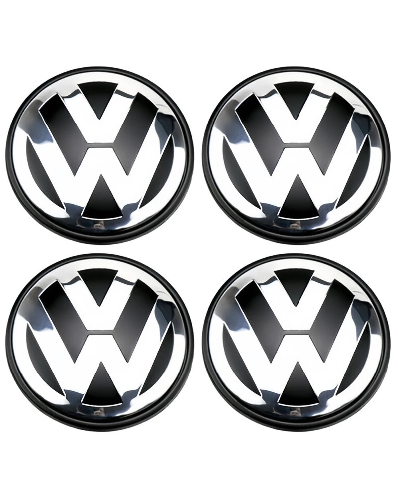 Tapa de cubo de rueda auténtica para coche VW, repuesto de tapa central cromada y negra de 65MM, 4 piezas, para Beetle Passat Je